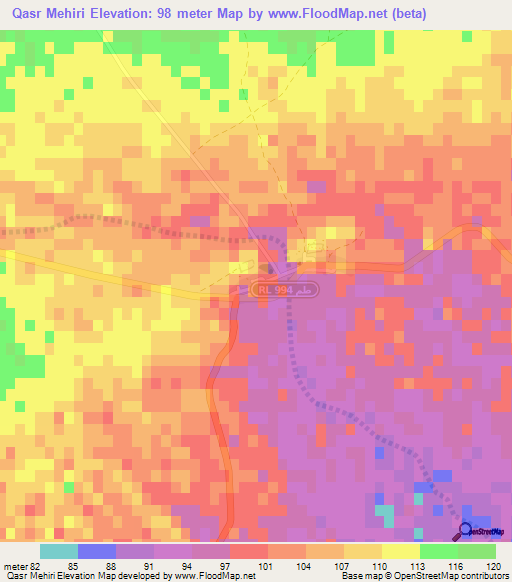 Qasr Mehiri,Tunisia Elevation Map