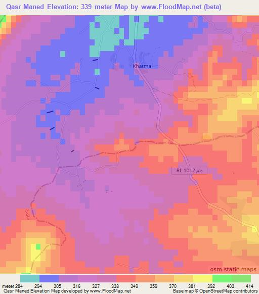 Qasr Maned,Tunisia Elevation Map
