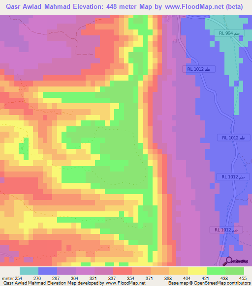 Qasr Awlad Mahmad,Tunisia Elevation Map