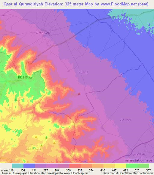 Qasr al Qurayqiriyah,Tunisia Elevation Map