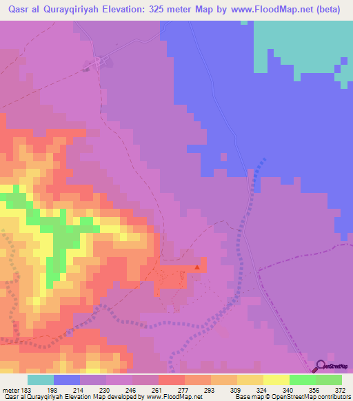 Qasr al Qurayqiriyah,Tunisia Elevation Map