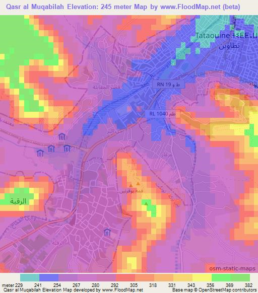 Qasr al Muqabilah,Tunisia Elevation Map