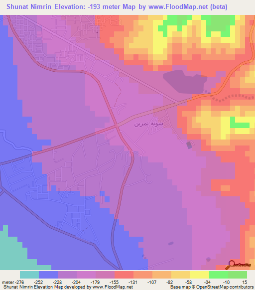 Shunat Nimrin,Jordan Elevation Map