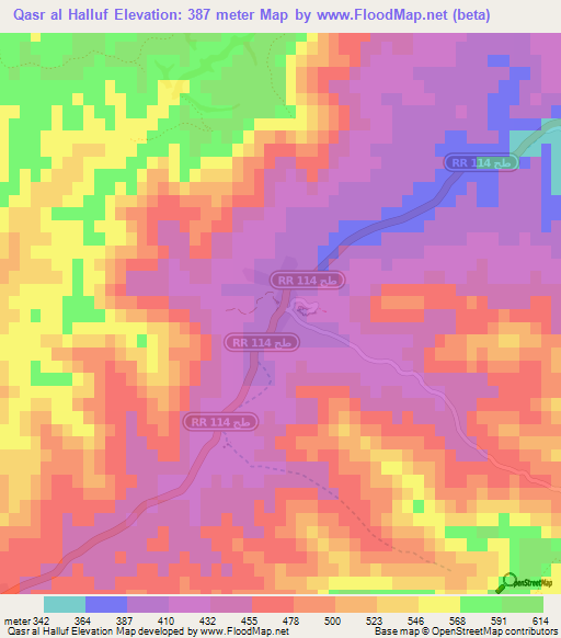 Qasr al Halluf,Tunisia Elevation Map