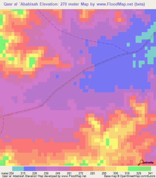Qasr al `Ababisah,Tunisia Elevation Map