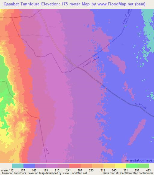 Qasabat Tannfoura,Tunisia Elevation Map
