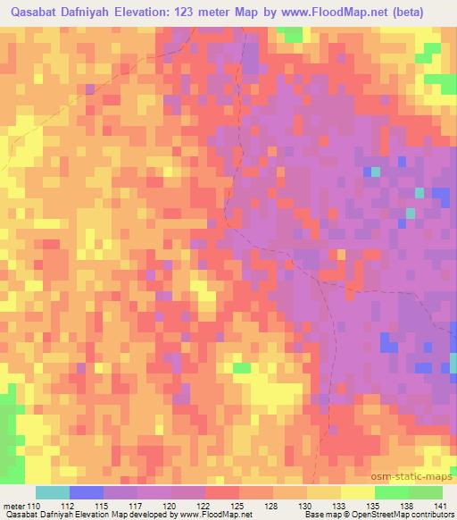 Qasabat Dafniyah,Tunisia Elevation Map