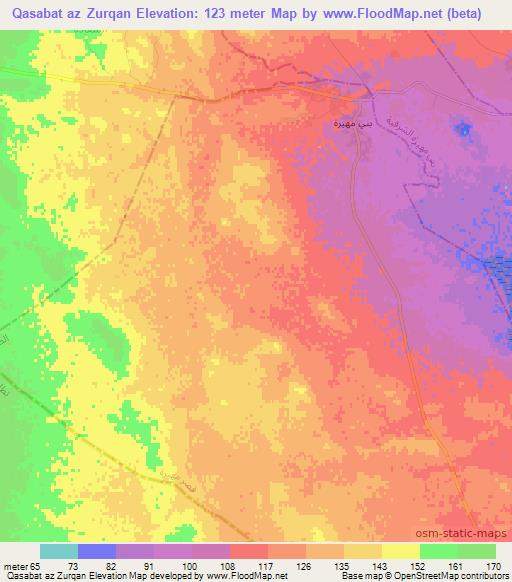 Qasabat az Zurqan,Tunisia Elevation Map