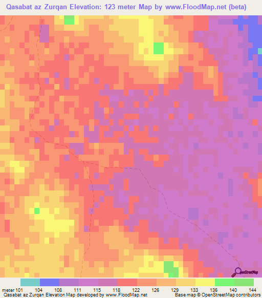 Qasabat az Zurqan,Tunisia Elevation Map