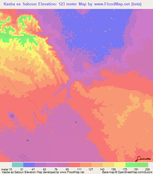 Kasba es Saboun,Tunisia Elevation Map