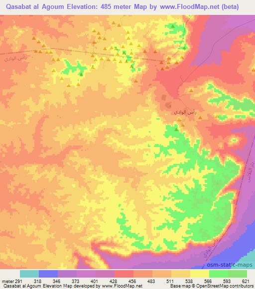 Qasabat al Agoum,Tunisia Elevation Map