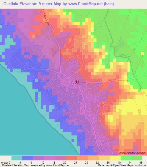 Guellala,Tunisia Elevation Map