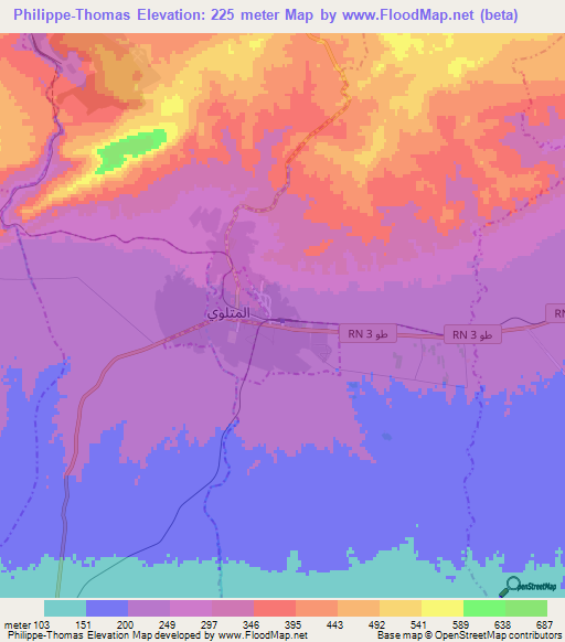 Philippe-Thomas,Tunisia Elevation Map