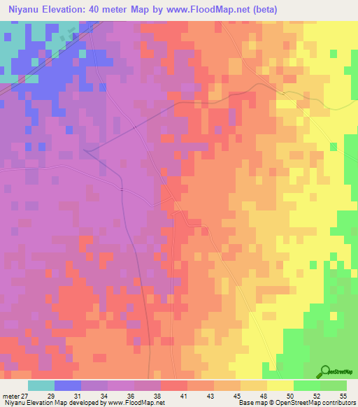 Niyanu,Tunisia Elevation Map