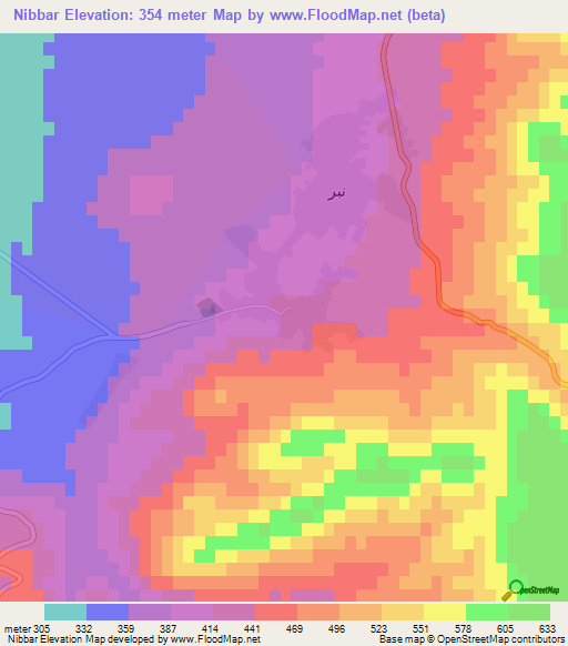 Nibbar,Tunisia Elevation Map