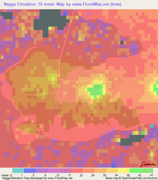 Nagga,Tunisia Elevation Map