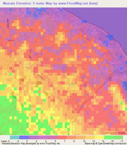 Mezraia,Tunisia Elevation Map
