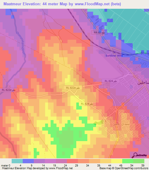 Maatmeur,Tunisia Elevation Map