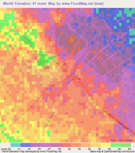 Marith,Tunisia Elevation Map
