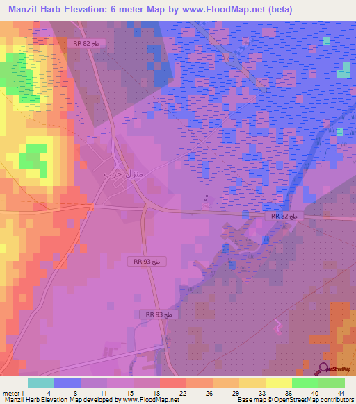 Manzil Harb,Tunisia Elevation Map