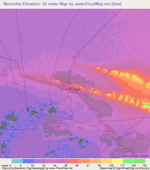 Mennchia,Tunisia Elevation Map
