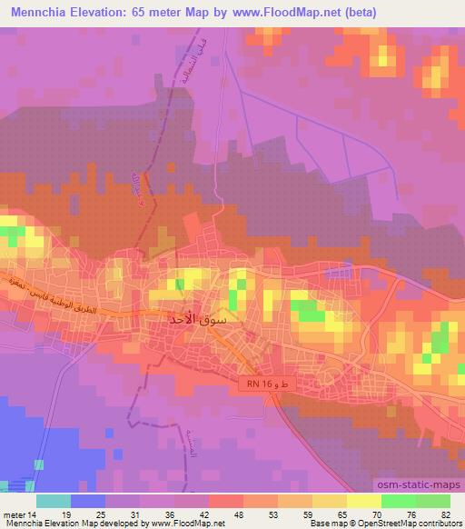 Mennchia,Tunisia Elevation Map