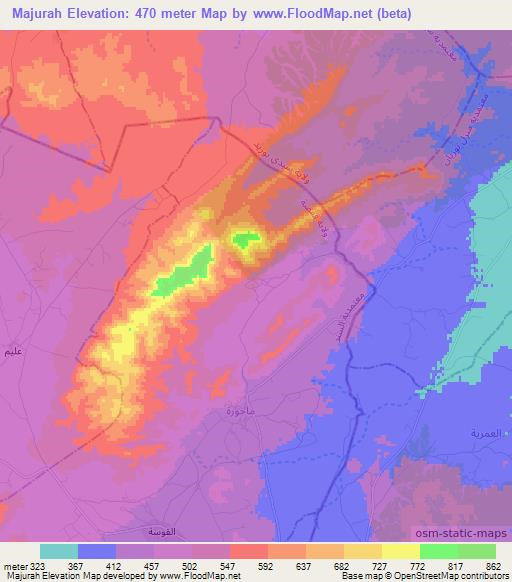 Majurah,Tunisia Elevation Map