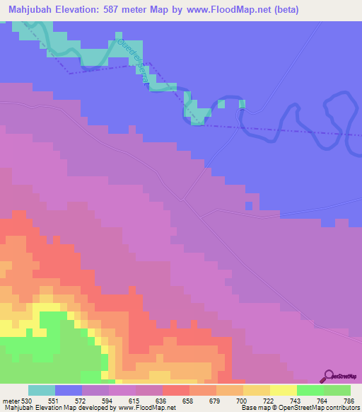 Mahjubah,Tunisia Elevation Map