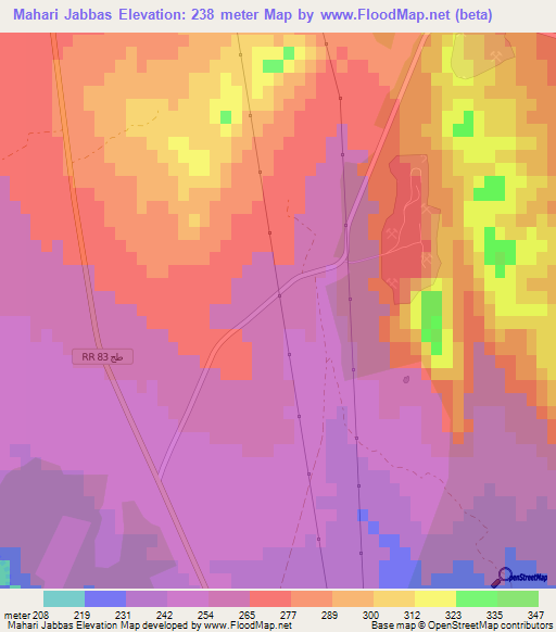 Mahari Jabbas,Tunisia Elevation Map