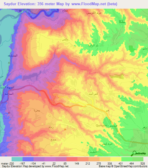 Saydur,Jordan Elevation Map