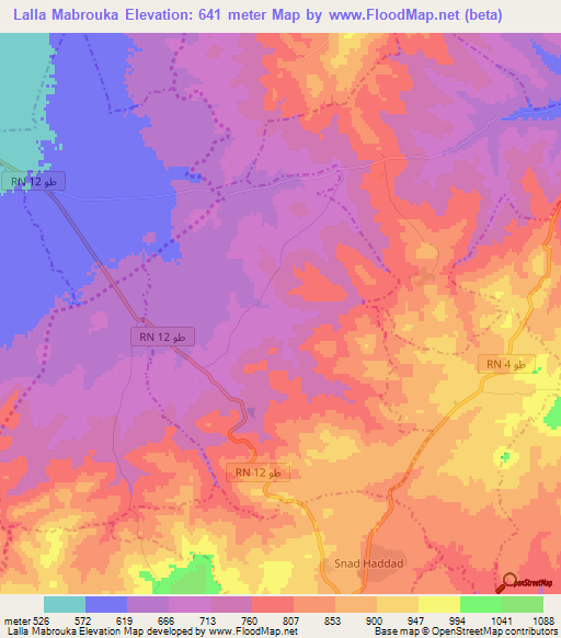 Lalla Mabrouka,Tunisia Elevation Map