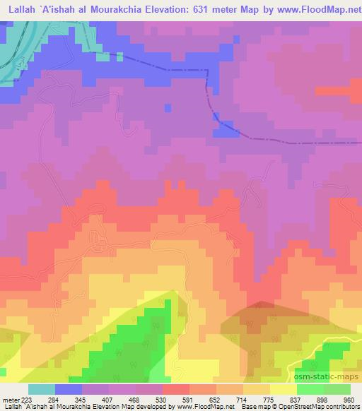 Lallah `A'ishah al Mourakchia,Tunisia Elevation Map