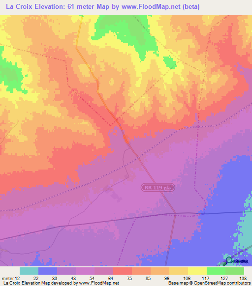La Croix,Tunisia Elevation Map