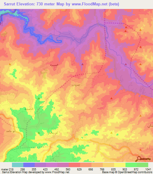 Sarrut,Jordan Elevation Map