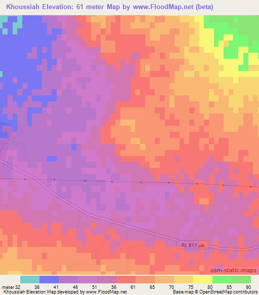 Khoussiah,Tunisia Elevation Map