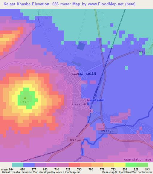Kalaat Khasba,Tunisia Elevation Map