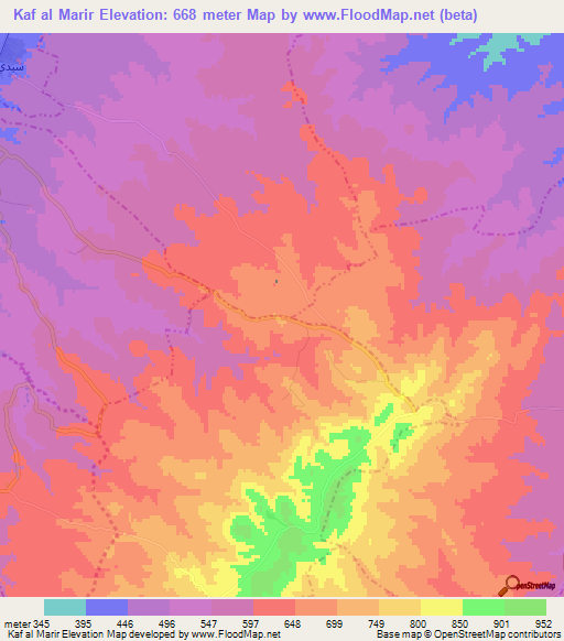 Kaf al Marir,Tunisia Elevation Map