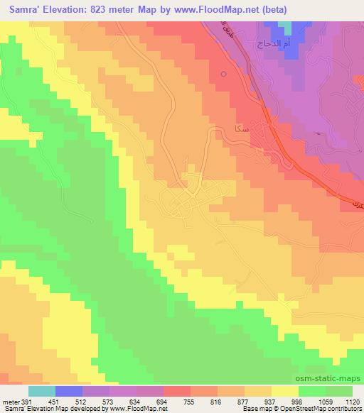 Samra',Jordan Elevation Map