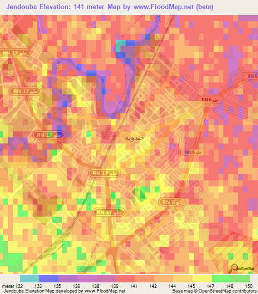 Jendouba,Tunisia Elevation Map