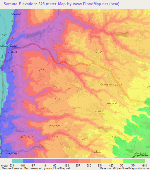Samma,Jordan Elevation Map