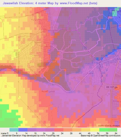Jawawilah,Tunisia Elevation Map