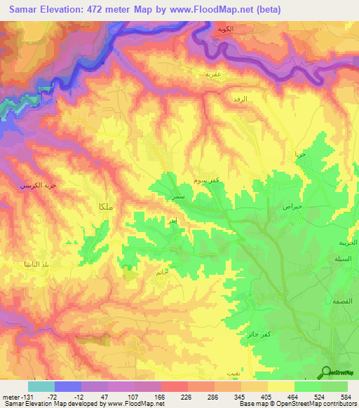 Samar,Jordan Elevation Map