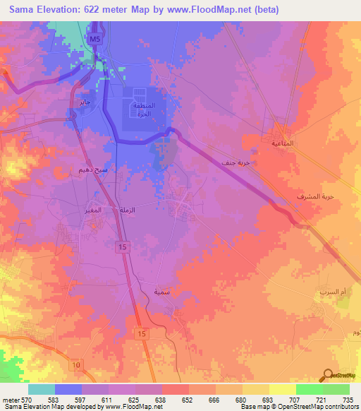 Sama,Jordan Elevation Map