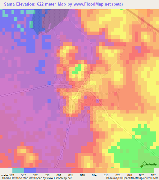 Sama,Jordan Elevation Map