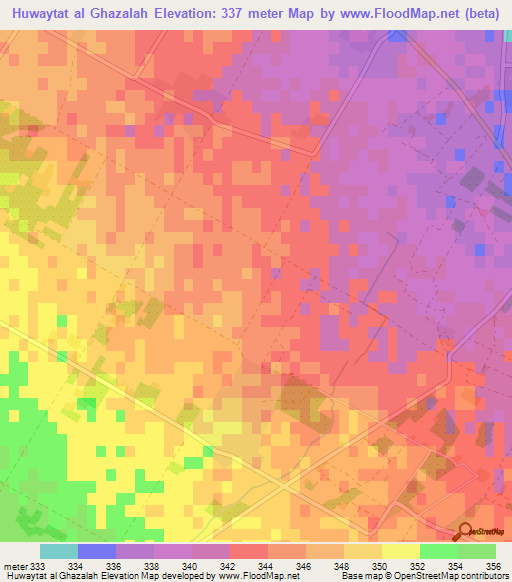 Huwaytat al Ghazalah,Tunisia Elevation Map