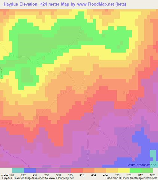 Haydus,Tunisia Elevation Map