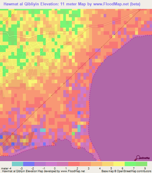 Hawmat al Qibliyin,Tunisia Elevation Map