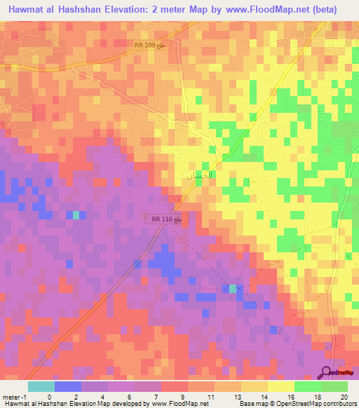 Hawmat al Hashshan,Tunisia Elevation Map