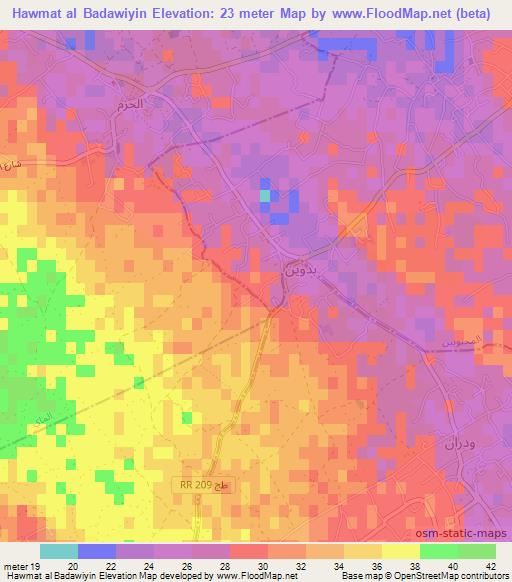 Hawmat al Badawiyin,Tunisia Elevation Map