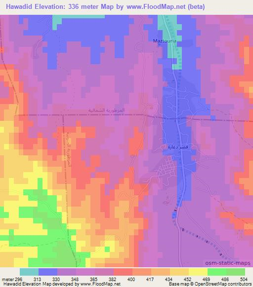 Hawadid,Tunisia Elevation Map